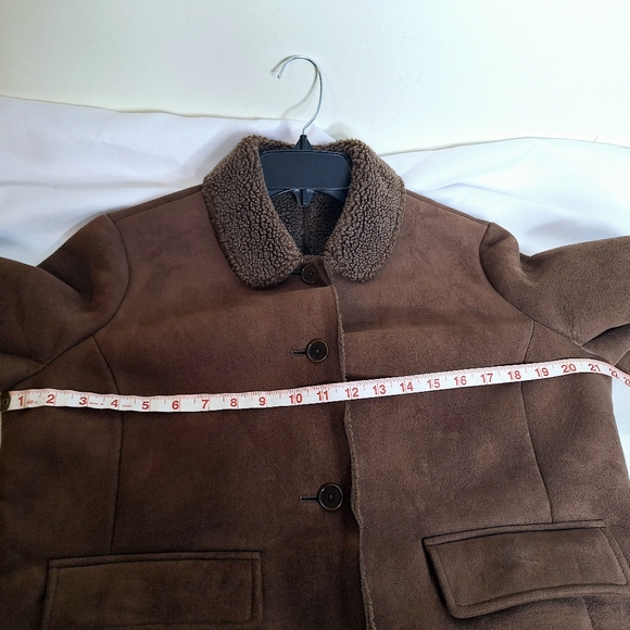 Landsend brand "The Sherpa in Chocolate" Sherpa lined bomber jacket. - Picture 3 of 8